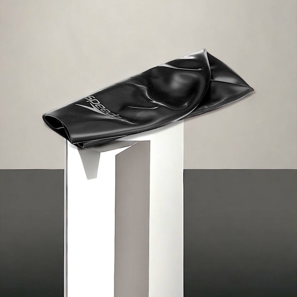 SPEEDO SILICONE Swim Cap for LONG Thick Hair SWIM CAP Black Goth NO LATEX NWT - Picture 11 of 11